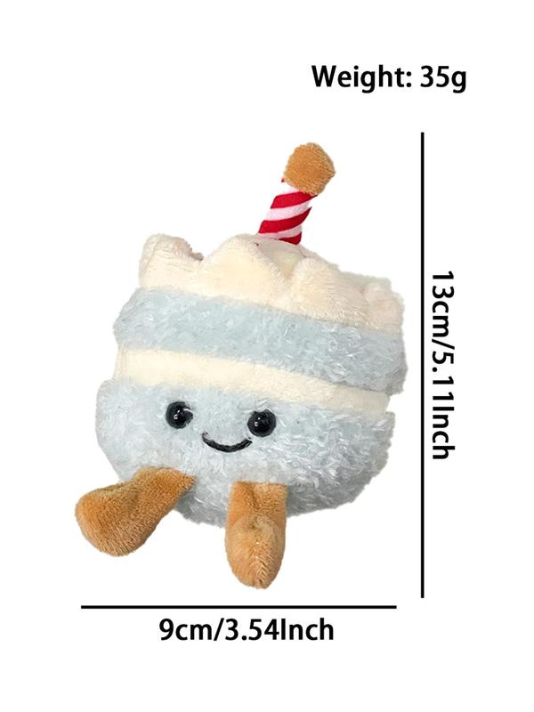 Cute Stuffed Cake with Candle Design Toy, Novelty Fluffy Bag Charm for Bag Decor for Women & Girls, Trendy Bag Accessories As Birthday Gift