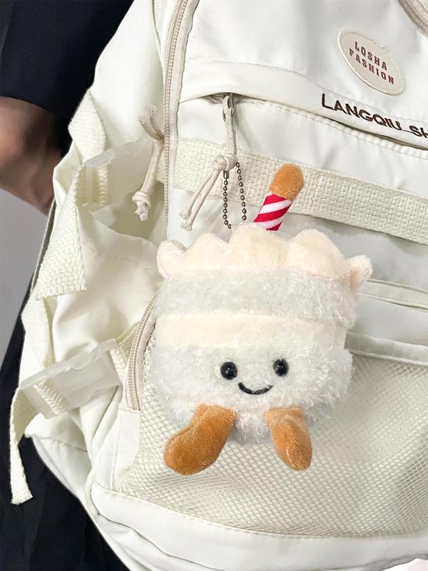 Cute Stuffed Cake with Candle Design Toy, Novelty Fluffy Bag Charm for Bag Decor for Women & Girls, Trendy Bag Accessories As Birthday Gift