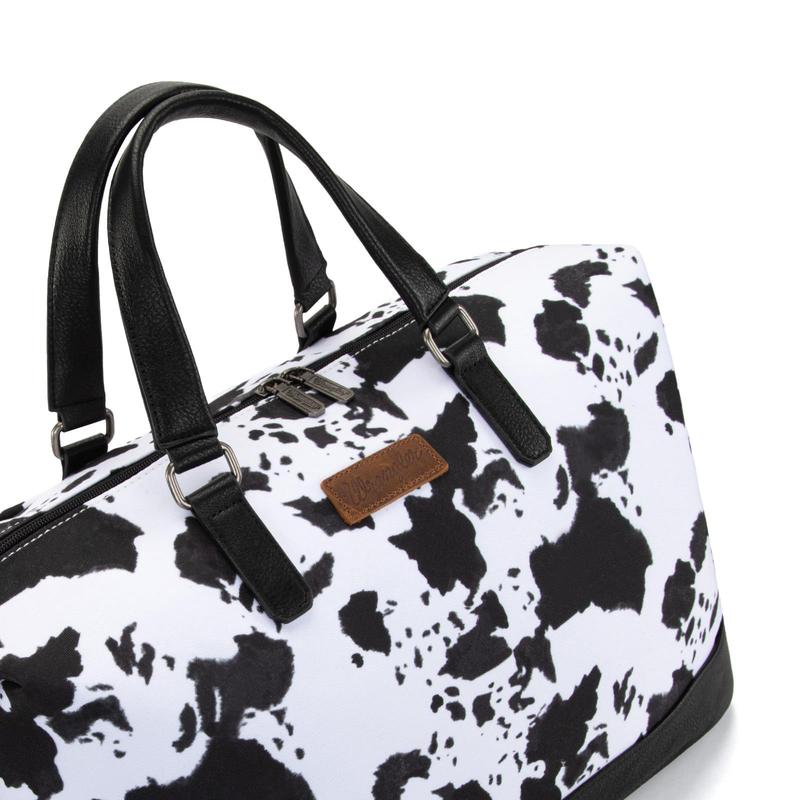 Wrangler Cow Print Duffle Bag for Women Oversized Travel Weekender Bag for Cow Lovers