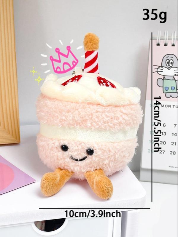 Cute Stuffed Cake with Candle Design Toy, Novelty Fluffy Bag Charm for Bag Decor for Women & Girls, Trendy Bag Accessories As Birthday Gift