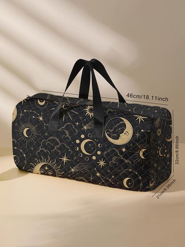 Quilted Starry Moon Sky Pattern Tote Bag, Large Capacity Travel Duffle Bag with Shoe Storage, Portable Overnight Bag, Fashionable Travel Bag for Women & Men