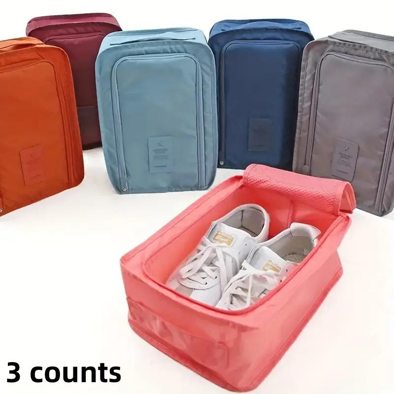 Random Color Portable Folding Shoe Storage Bag, 3 Counts Multi-functional Waterproof Beach Travel Shoe Bag, Shoe Organizer for Home & Travel