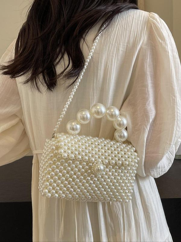 Women's Elegant Faux Pearl Decorated Evening Bag, 2024 New Style Exquisite Trendy Handbag, Fashionable Crossbody Bag for Party Decoration, Ideal for Daily Travel