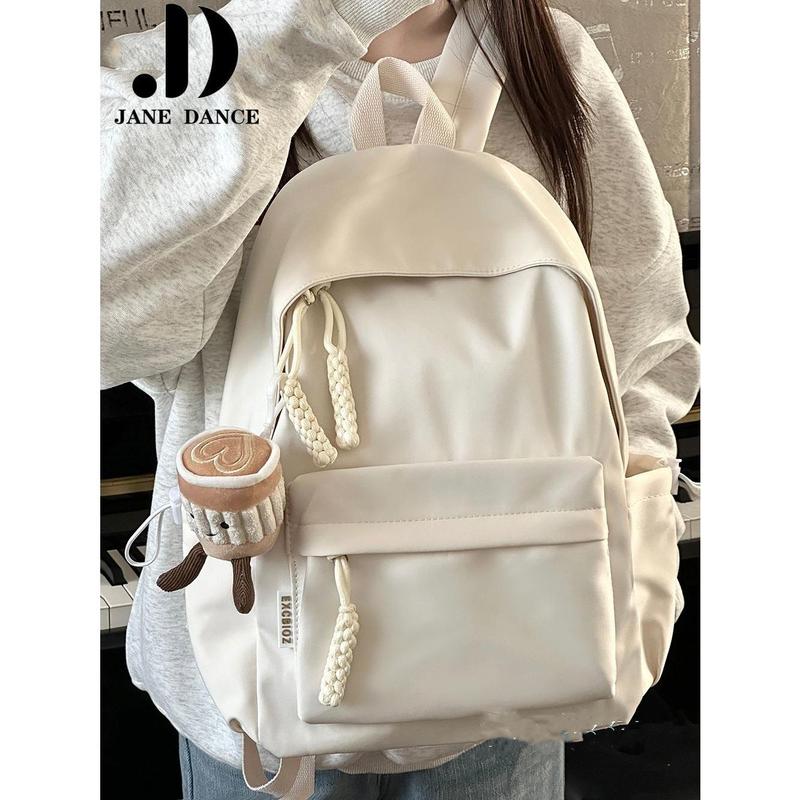 Campus Leisure Solid Color Schoolbag Simple All-Matching and Lightweight Backpack High School and College Student Backpack