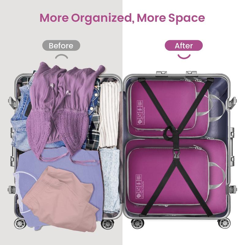 Compression Packing Cubes with Underwear Bag for Travel - Travel Bags Luggage Organizers Travel Essentials Compression Cubes for Carry on Suitcases Lightweight Travel compression  cubes luggage  organization