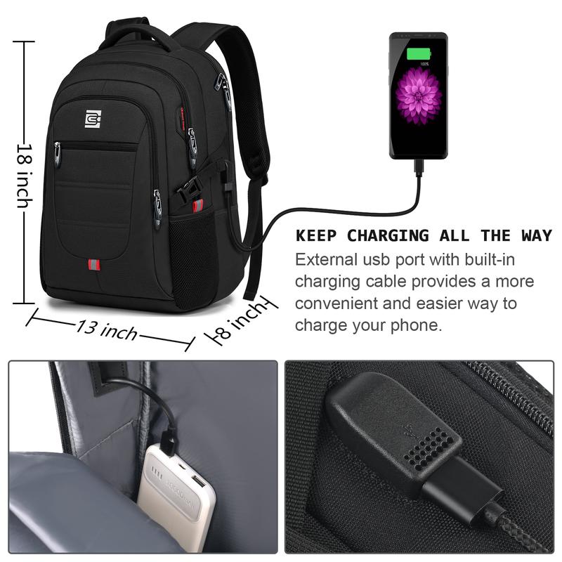 Laptop Backpack with USB Charging Port, for Business, Travel, College Bag Daypack for Work, Fit 15.6 Inch Laptop