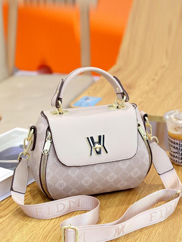 Summer 2024 Trendy Letter Pattern Pu Leather Handbag,  Luxury Designer Handbags 2024, Luxury Designer Handbags, Retro Geometric Label Back To School Crossbody Bags for Women, Everyday Bag, Fall Outfits, Earthtone Fall Freshness Fall