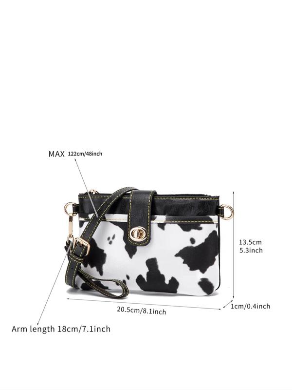 Women's Fashionable All Over Print Mini Crossbody Bag, Casual Colorblock Design Portable Zipper Wristlet All-match Commuter Bag for Work & Daily Used