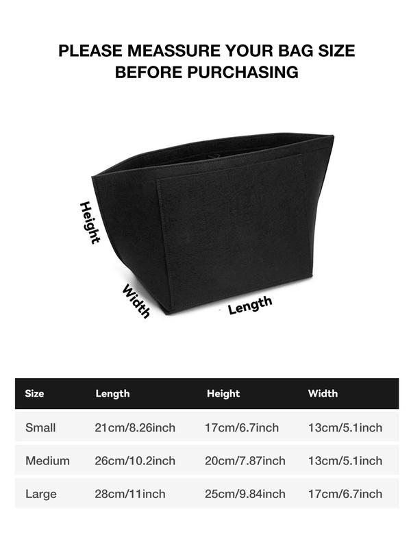 Solid Color Felt Bag Insert, 2024 New Style Portable Cosmetic Bag, Make Up Organizer, Travel Inner Purse, Portable Cosmetic Bags, Bag Accessories for Various Brand Bags