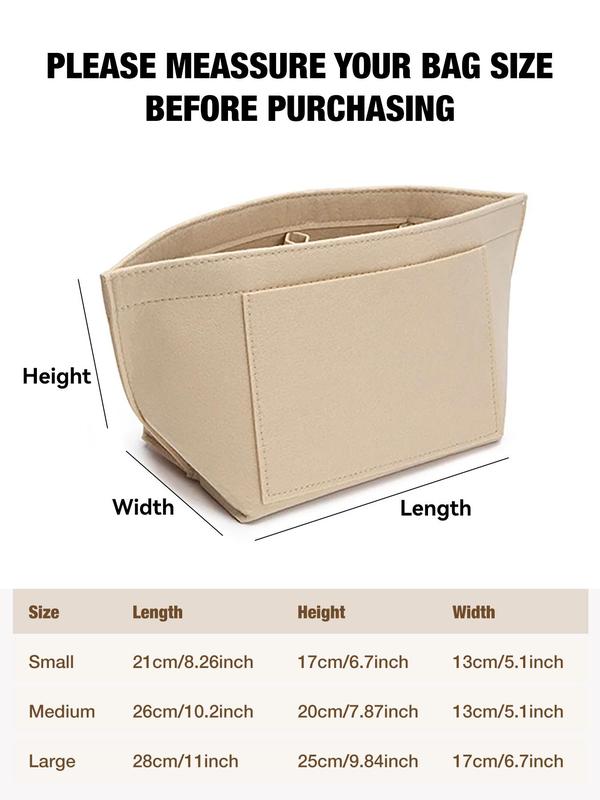 Solid Color Felt Bag Insert, 2024 New Style Portable Cosmetic Bag, Make Up Organizer, Travel Inner Purse, Portable Cosmetic Bags, Bag Accessories for Various Brand Bags