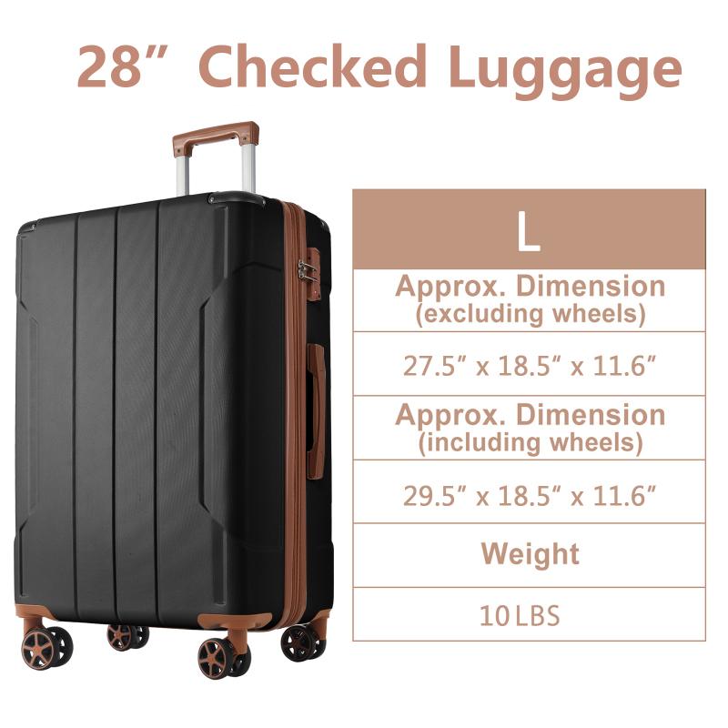 Lightweight and Durable ABS Hardshell Luggage with Double Wheels - 28-inch Checked Luggage