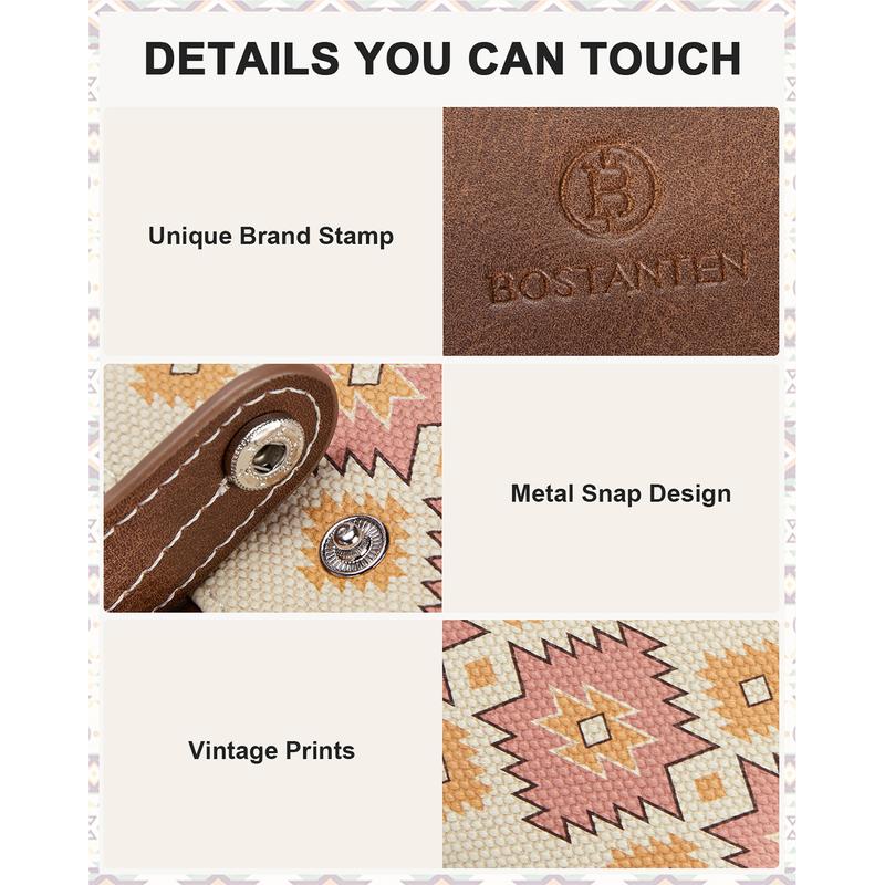 BOSTANTEN RFID Wallet Women Small Leather Bifold Credit Card Holder Keychain Wallet with Zipper Coins Pocket mom  pouch