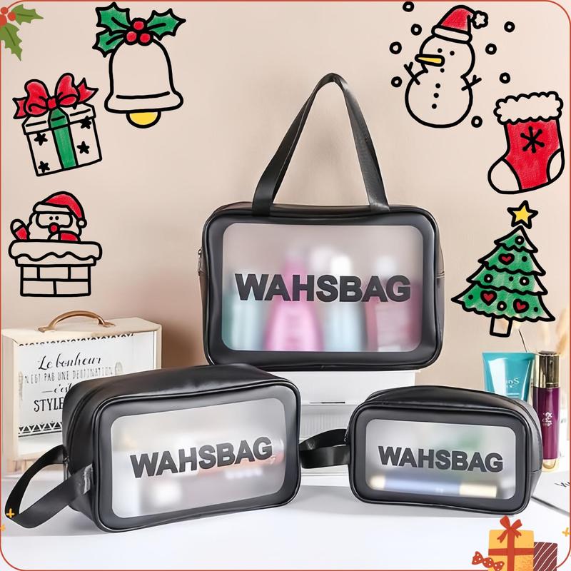 Makeup Storage Bag Set, 3pcs set Waterproof Travel Bag, Zipper Washbag with Handle, Cosmetic Storage Bag, Home Organizer for Bathroom