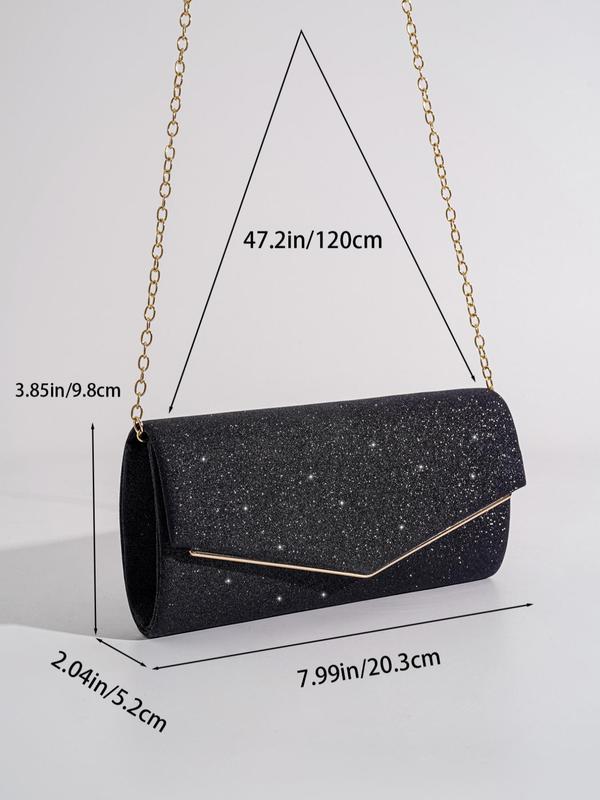 Glitter Evening Clutch With Chain, Women's Sparkling Jewelry Bag for Party