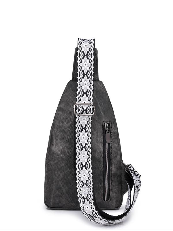 Women's Zipper Chest Bag, Ethnic Pattern Bag Strap Casual Versatile Chest Bag for Daily Used, Trendy All-match Sling Bag for Daily Outing, Travel, Office Workers Commuting