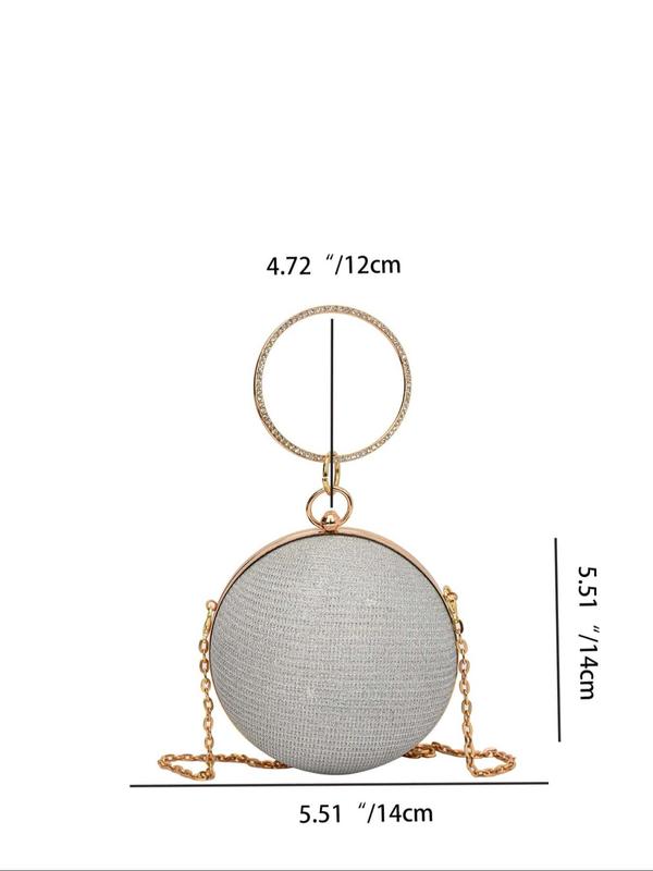 Fashion Rhinestone Decorated Round Handbag, Elegant Glitter Round Ball Evening Bag for Party, Banquet, Spring Gift for Women Girl