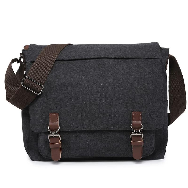 Large Vintage Canvas Messenger Shoulder Bag beige school laptop bags Travel Crossbody Purse Briefcase Business Bag for 15inch Laptop