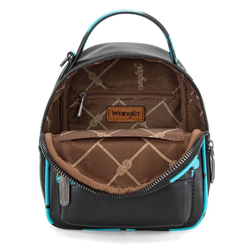 Wrangler Cow Print Trimmed Mini Backpack With Coin Pouch