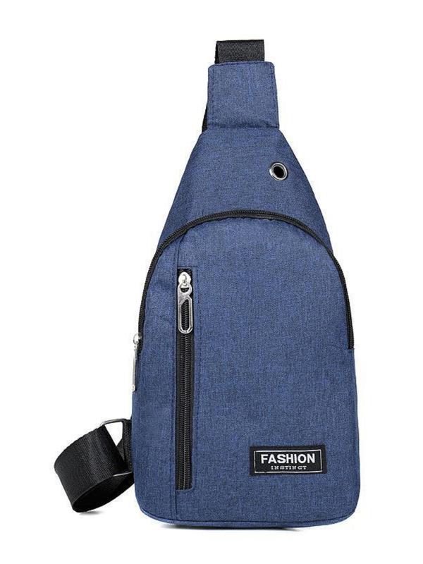 Men's Solid Color Zipper Bum Bag, Waterproof Sports Bag, Lightweight Chest Bag for Daily Used, Casual Trendy Versatile High-quality Daily Commuting Bag