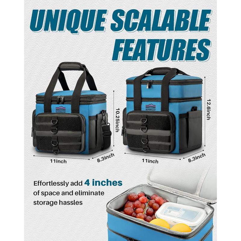 MANUEKLEAR Expandable Large Insulated Lunch Bags for Adults, Double Deck Tactical Lunch Box for Men and Women Work with Cooler Compartment,