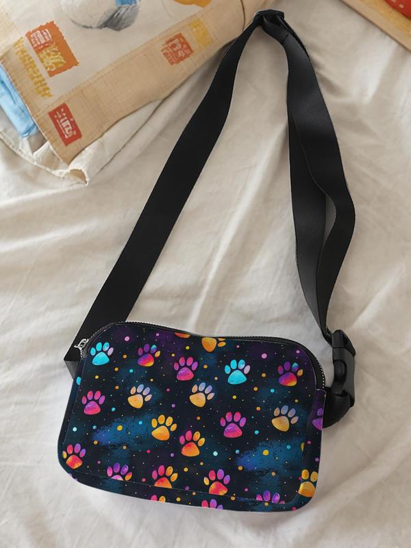 Cute Cat Paw Pattern Fanny Pack, Large Capacity Travel Organizer, Portable Travel Belt Bag, Casual and Stylish Fanny Pack with Zipper Closure