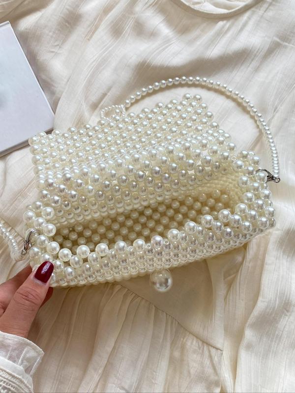 Women's Elegant Faux Pearl Decorated Evening Bag, 2024 New Style Exquisite Trendy Handbag, Fashionable Crossbody Bag for Party Decoration, Ideal for Daily Travel