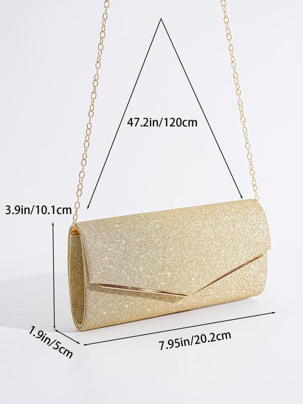 Glitter Evening Clutch With Chain, Women's Sparkling Jewelry Bag for Party