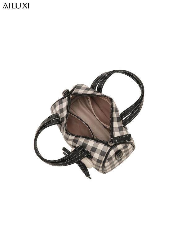 Women's Plaid Pattern Bow Decor Boston Bag, 2024 New Style Fashionable Zipper Crossbody Bag for Daily Used, Casual Trendy Versatile High-quality Daily Commuting Bag