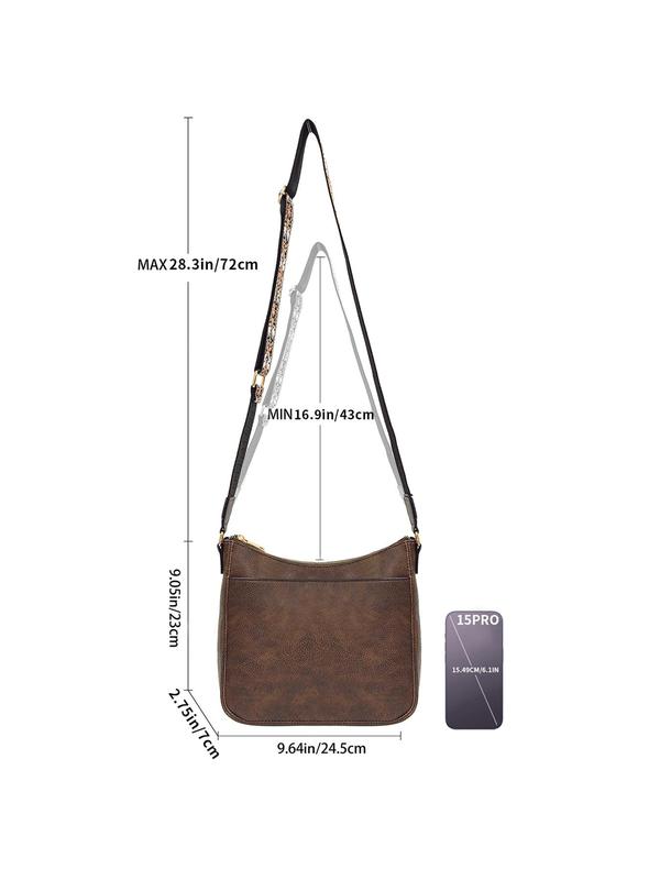 Women's Fashionable Plain Strap Crossbody Bag, Casual Pu Leather Shoulder Bag for Daily Commute, Trendy Versatile High-quality Daily Commuting Bag