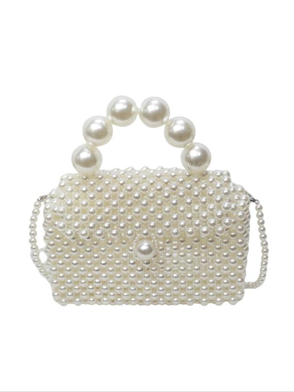 Women's Elegant Faux Pearl Decorated Evening Bag, 2024 New Style Exquisite Trendy Handbag, Fashionable Crossbody Bag for Party Decoration, Ideal for Daily Travel