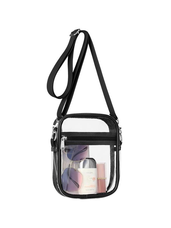 Clear Crossbody Bag, Minimalist Transparent Zipper Shoulder Bag, Fashionable Crossbody Bag for Women for Daily Used, Fall Outfits, Fall Freshness