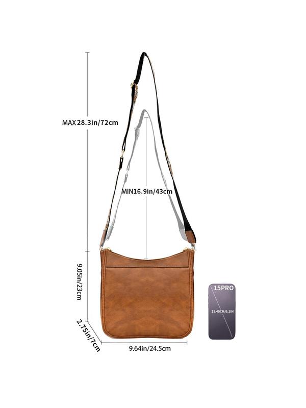 Women's Fashionable Plain Strap Crossbody Bag, Casual Pu Leather Shoulder Bag for Daily Commute, Trendy Versatile High-quality Daily Commuting Bag