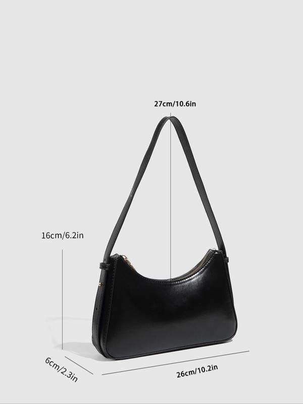 Women's Solid Color Half Moon Bag, 2024 New Style Fashionable PU Leather Shoulder Bag for Daily Used, Casual Trendy Versatile High-quality Daily Commuting Bag