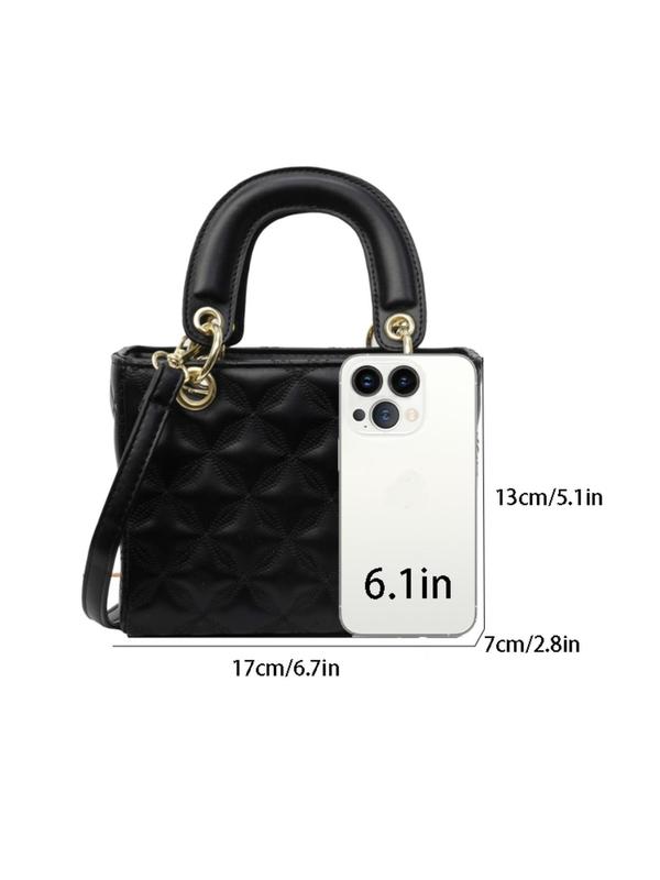 Women's Solid Quilted Handbag, Fashionable Crossbody Bag for Daily Used, Casual Trendy Versatile High-quality Daily Commuting Bag