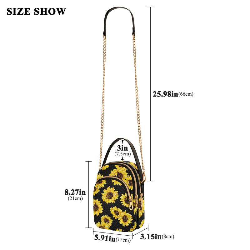 Quilted Crossbody Bag for Women,2024 Sunflower Shoulder Handbag Women's Crossbody Bag Phone Purse Handbag for Women Made by FEIFEIYU