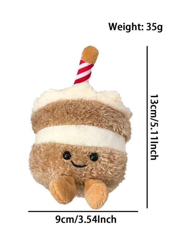 Cute Stuffed Cake with Candle Design Toy, Novelty Fluffy Bag Charm for Bag Decor for Women & Girls, Trendy Bag Accessories As Birthday Gift