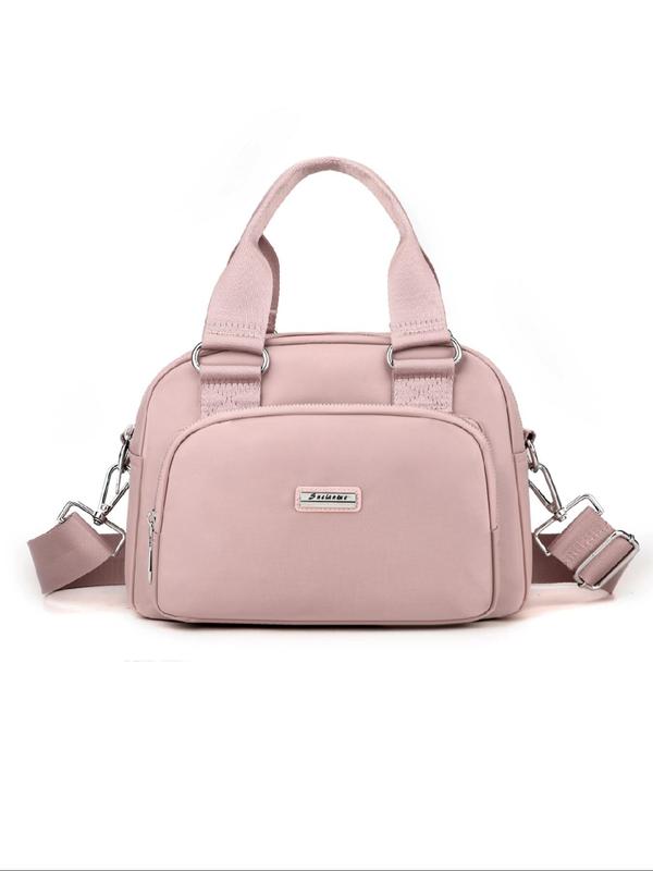 Women's Solid Color Handbag, Fashionable Lightweight Square Bag with Multi-pocket, Casual Versatile Shoulder Bag for Daily Used