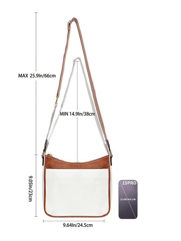 Women's Fashionable Plain Strap Crossbody Bag, Casual Pu Leather Shoulder Bag for Daily Commute, Trendy Versatile High-quality Daily Commuting Bag