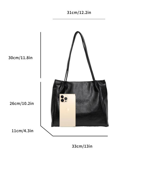 Women's Solid Color Tote Bag, Fashionable Large Capacity Shoulder Bag for Work & Daily Used, Casual Trendy Versatile High-quality Daily Commuting Bag