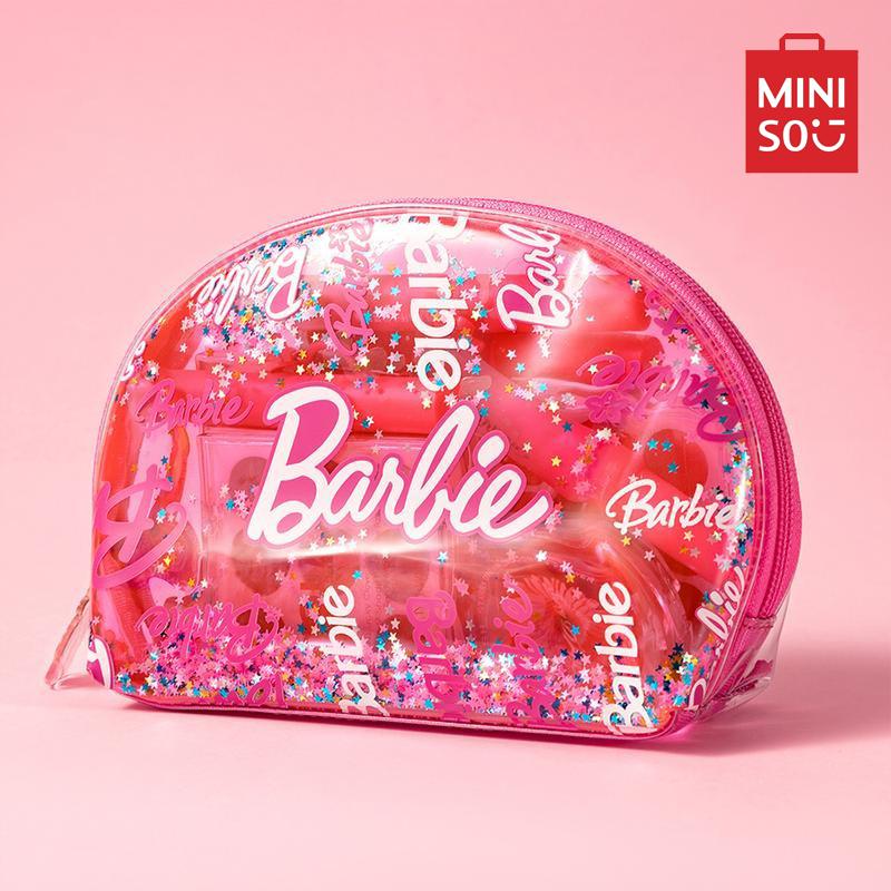 [Holiday Special]  Barbie Meteor Shell Cosmetic Bag for Women - Large Capacity Makeup and Toiletry Bag, PVC Material Waterproof Pink and Blue Portable Storage Bag from the Barbie Daylight Shiny Series