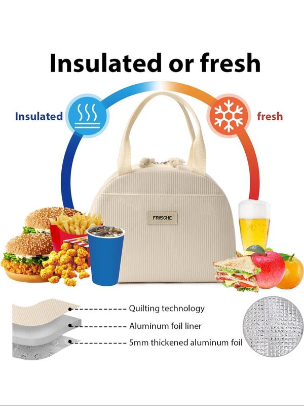 Floral Pattern Lunch Bag, Large Capacity Insulated Lunch Bag, Durable Handbag for Picnic, Insulated Bag for Women & Men