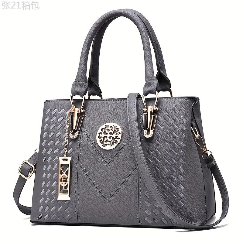 PU Classic Top Handle Satchel Bag, Women's Casual Crossbody Shoulder Bag & Tote Purse