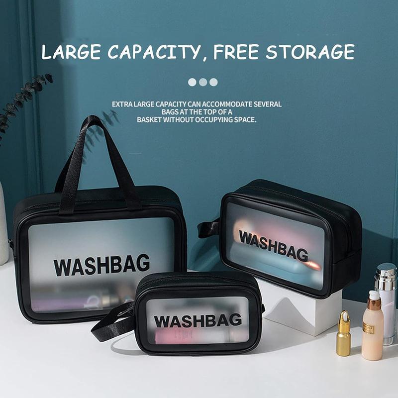 Makeup Storage Bag Set, 3pcs set Waterproof Travel Bag, Zipper Washbag with Handle, Cosmetic Storage Bag, Home Organizer for Bathroom