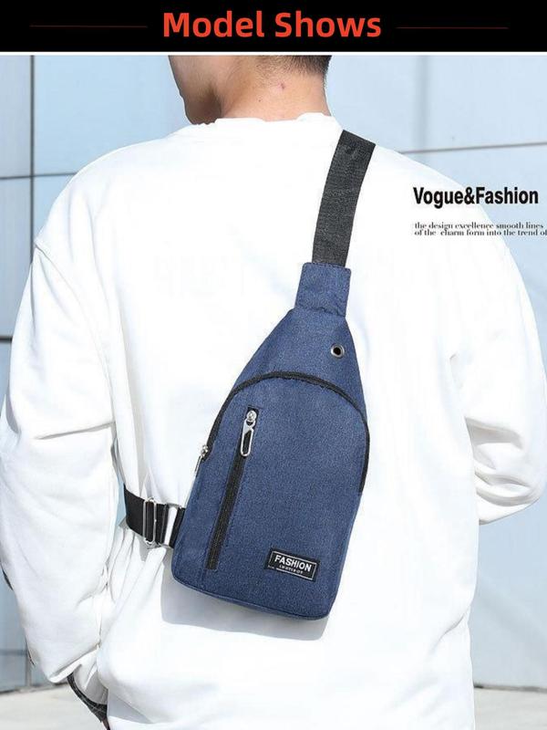 Men's Solid Color Zipper Bum Bag, Waterproof Sports Bag, Lightweight Chest Bag for Daily Used, Casual Trendy Versatile High-quality Daily Commuting Bag