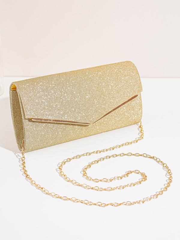 Glitter Evening Clutch With Chain, Women's Sparkling Jewelry Bag for Party