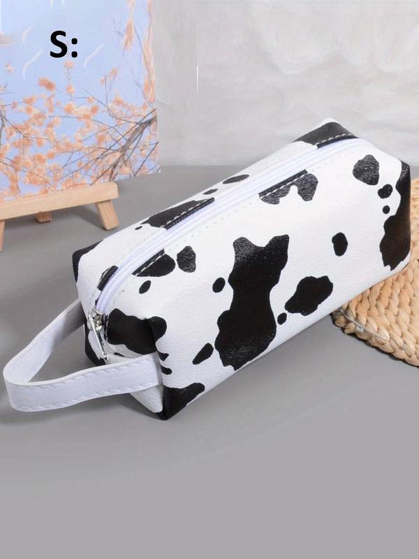 Cow Pattern Makeup Bag,  Portable Cosmetic Storage Bag, Zipper Makeup Organizer Pouch, Versatile Storage Bag for Skincare, Shampoo, Lotion, Shower Gel