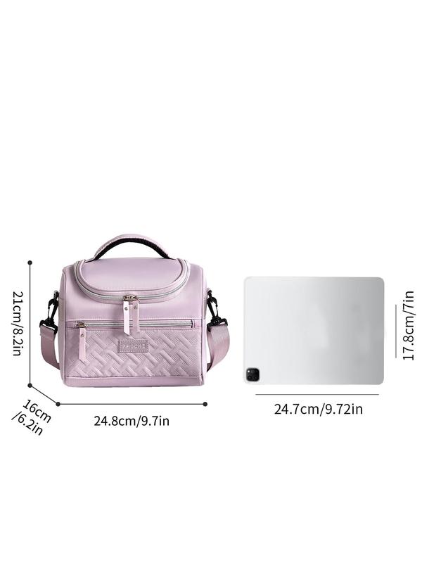 Letter Patched Lunch Bag, Multi-functional Shoulder Bag, Portable Insulated Lunch Bag for Camping Picnic