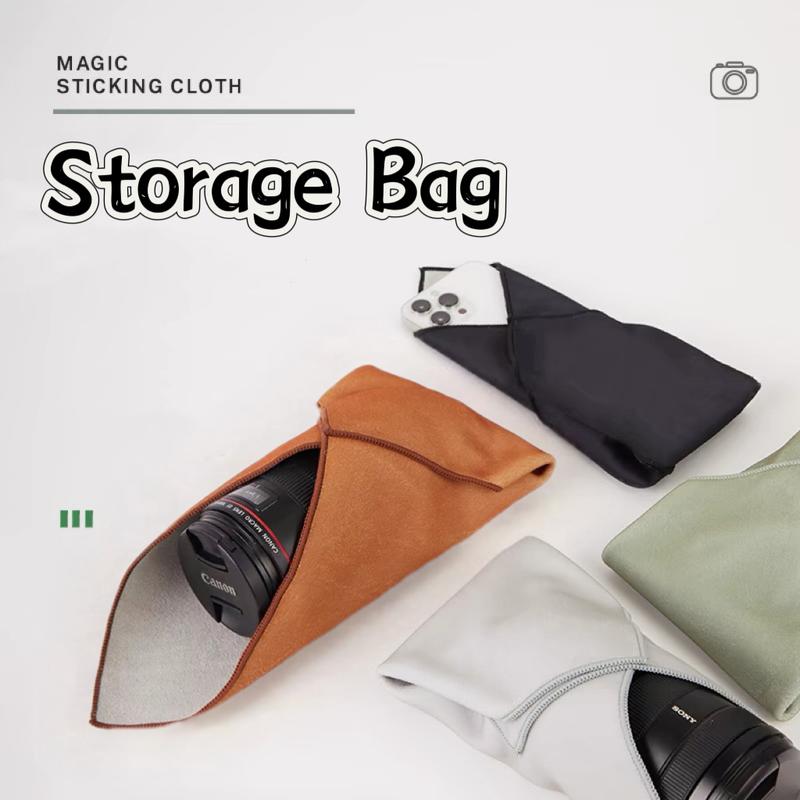 Magical Cloth | Portable Makeup Bag & Camera Bag | Stick & Go Design | One-Piece Makeup, Camera, and iPad Storage | Self-Adhesive, Creative, and Protective