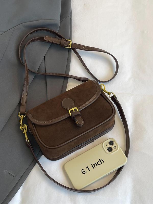 Women's Solid Color Belted Design Crossbody Bag, Fashionable PU Leather Shoulder Bag for Daily Used, Casual Trendy Versatile High-quality Daily Commuting Bag