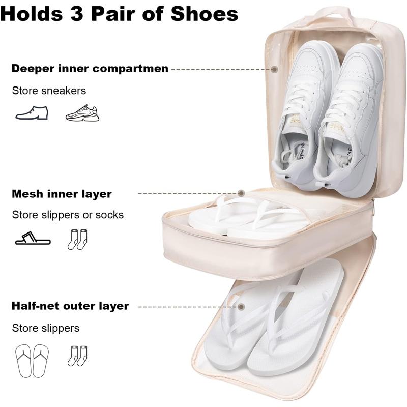 Shoe Bag Holds 3 Pair of Shoes Under Size 8 for Travel and Daily Use, Waterproof Shoe Storage Pouch, Travel Suitcase Shoe Organizer